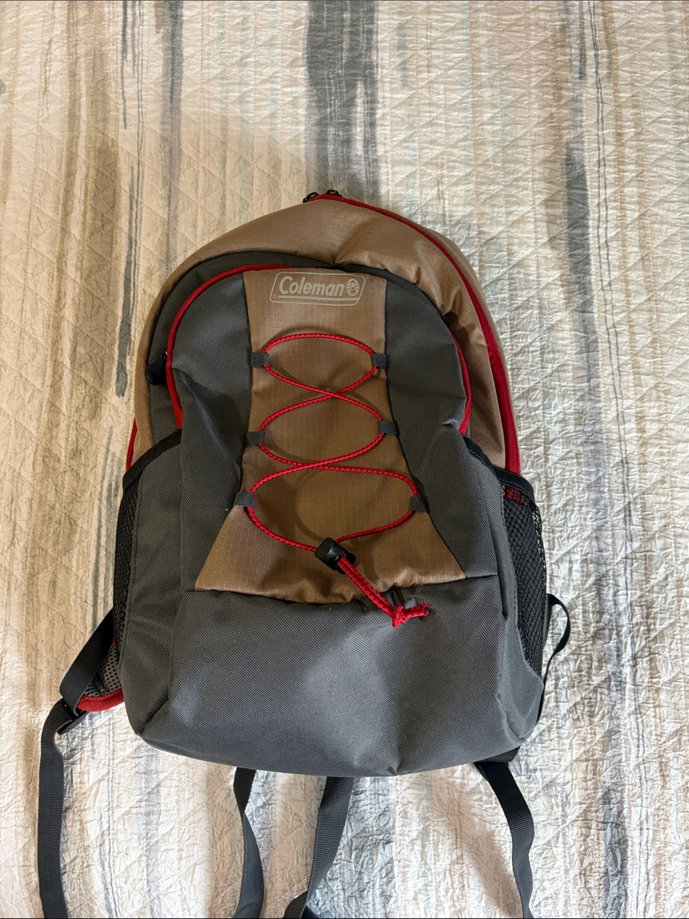 Coleman COOLER Men's Gray and Brown Daypack with Red Accents